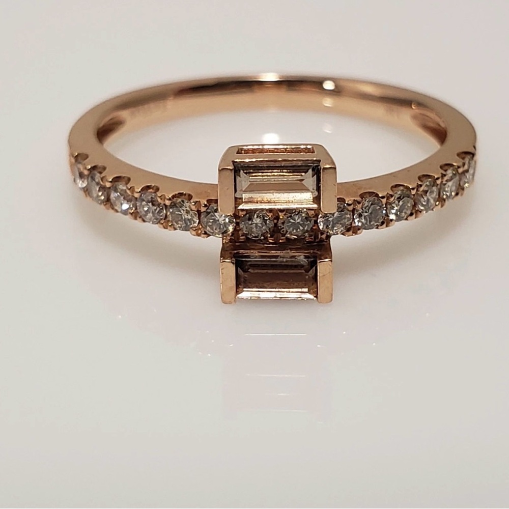 Le Vian 14k Rose Gold Chocolate Quartz Baguettes Nude Diamond Ring Size 7 - Picture 2 of 8